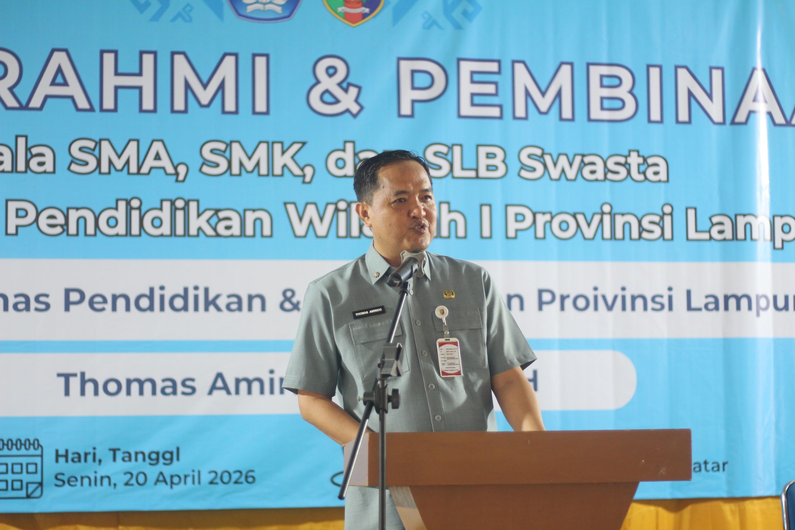 KEPALA DINAS PENDIDIKAN, BAPAK THOMAS AMRICO, S,STP, MH, SILATURAHMI KE SMK YADIKA NATAR